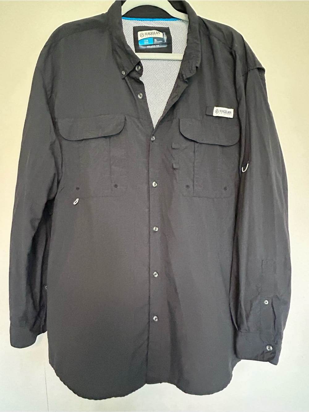 Magellan Outdoors Vented Fish Gear Black Shirt Relaxed Fit  XL Long Sleeve